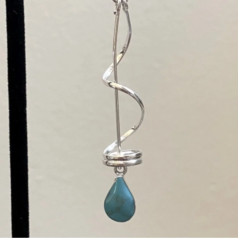 Seed & Sage Silver and Turquoise Spiral Drop Earrings. NWT